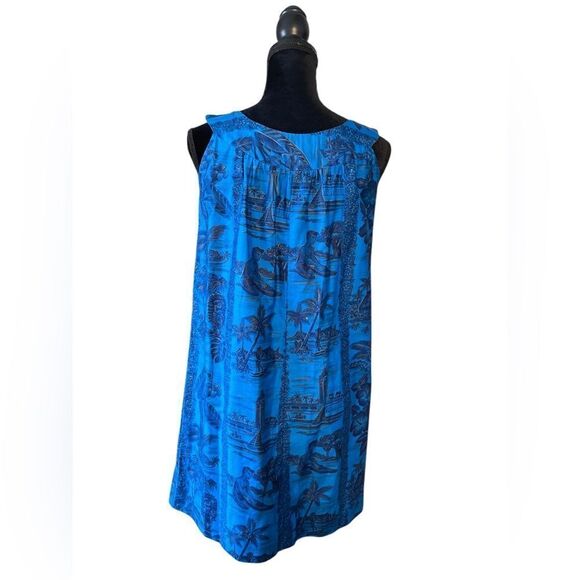 Vintage 60s/70s Hawaiian Block Print Beach Dress - Picture 8 of 10